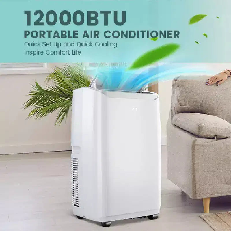 Acondicionador de Aire Portátil 3 en 1 GustoWave de 12000 BTU con Enfriamiento, Varias Velocidades, Modo Suspensión, Oscilación Automática, Control Remoto