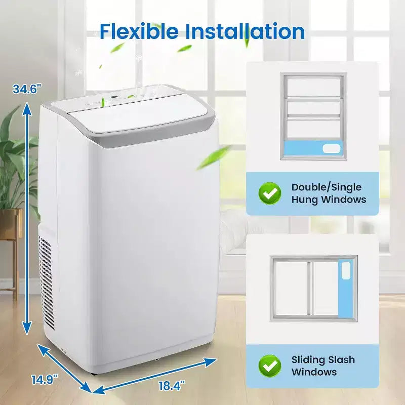 Acondicionador de Aire Portátil 3 en 1 GustoWave de 12000 BTU con Enfriamiento, Varias Velocidades, Modo Suspensión, Oscilación Automática, Control Remoto