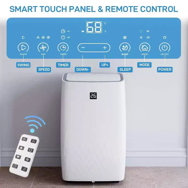 Aire Acondicionado Portátil GustoWave de 12000 BTU con Funciones de Enfriamiento, Deshumidificación y Ventilador para Habitaciones Medianas