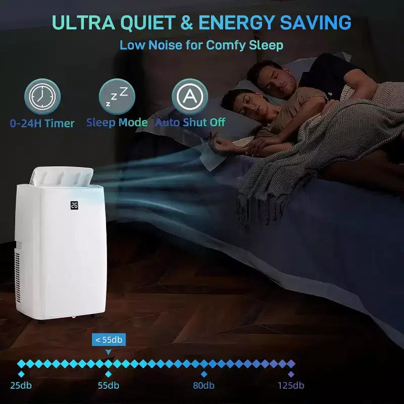 Aire Acondicionado Portátil GustoWave de 12000 BTU con Funciones de Enfriamiento, Deshumidificación y Ventilador para Habitaciones Medianas
