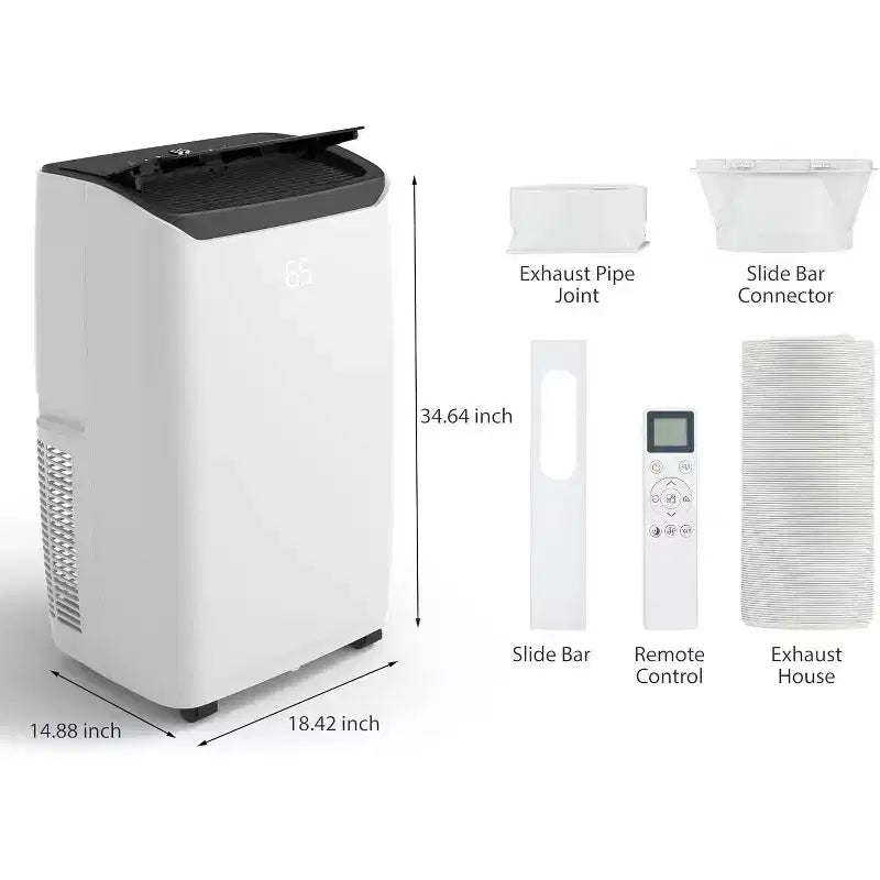 Acondicionador de aire portátil GustoWave de 14.000 BTU con refrigeración, deshumidificación y ventilador, temporizador de 24 horas, enfría hasta 70 metros cuadrados, negro