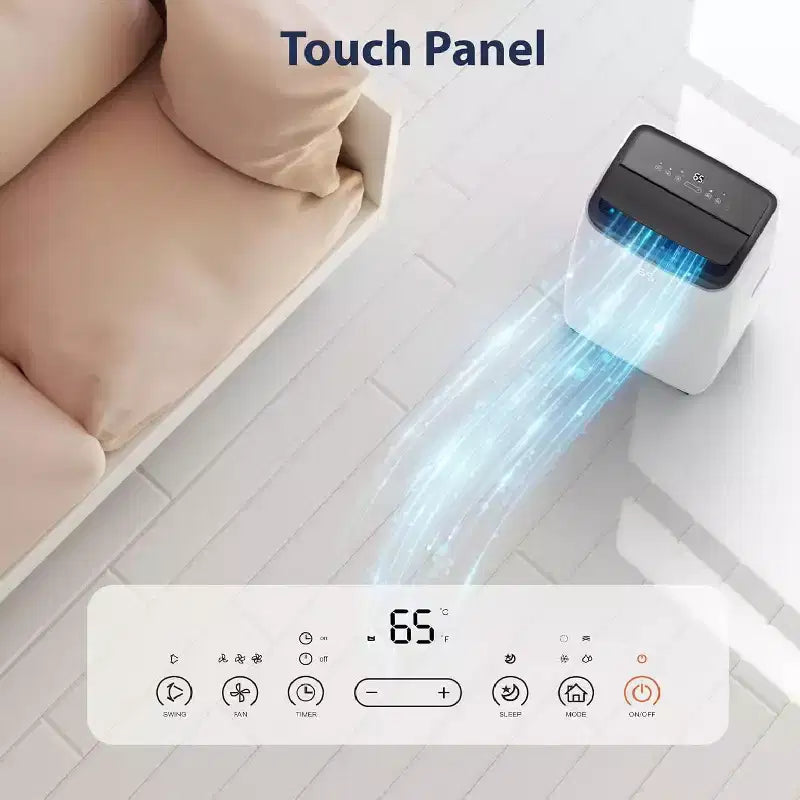 Acondicionador de aire portátil GustoWave de 14.000 BTU con refrigeración, deshumidificación y ventilador, temporizador de 24 horas, enfría hasta 70 metros cuadrados, negro