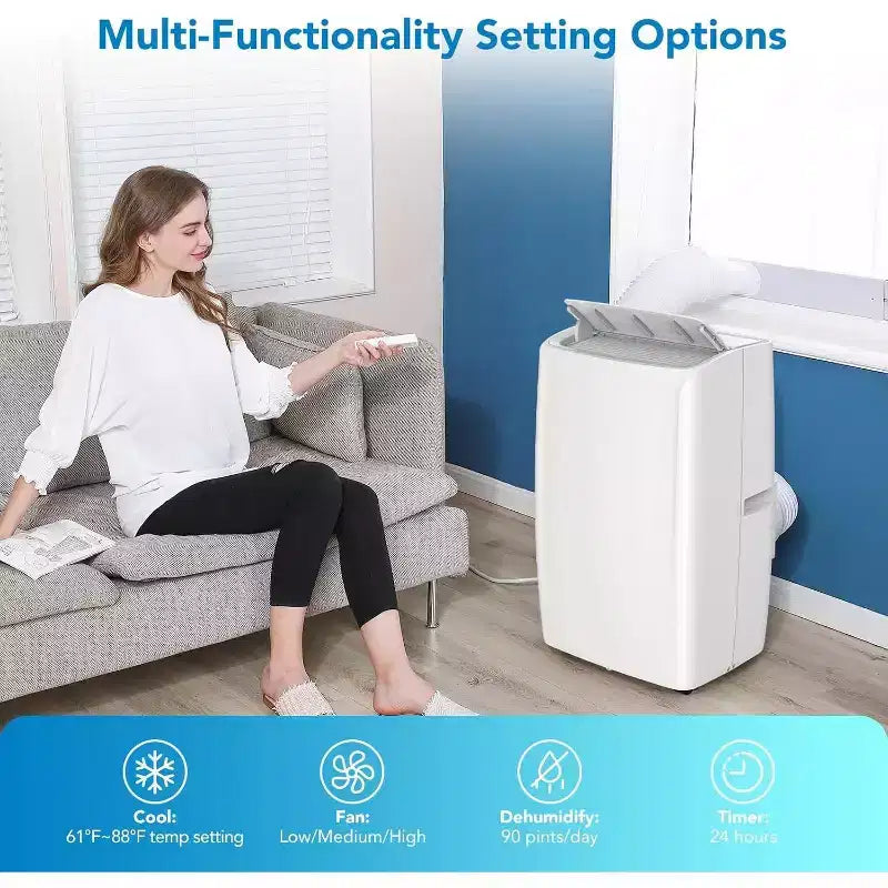 Aire Acondicionado Portátil GustoWave, Unidad de Aire Acondicionado de 14000 BTU para Uso en Casa y Oficina, Habitaciones de Hasta 70 m².