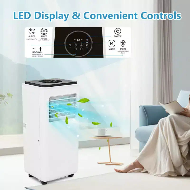 Aire Acondicionado Portátil GustoWave de 8000 BTU, Unidad de CA de Bajo Consumo con Control Remoto, Temporizador de 24 Horas, Habitaciones de hasta 32,5 Metros Cuadrados.
