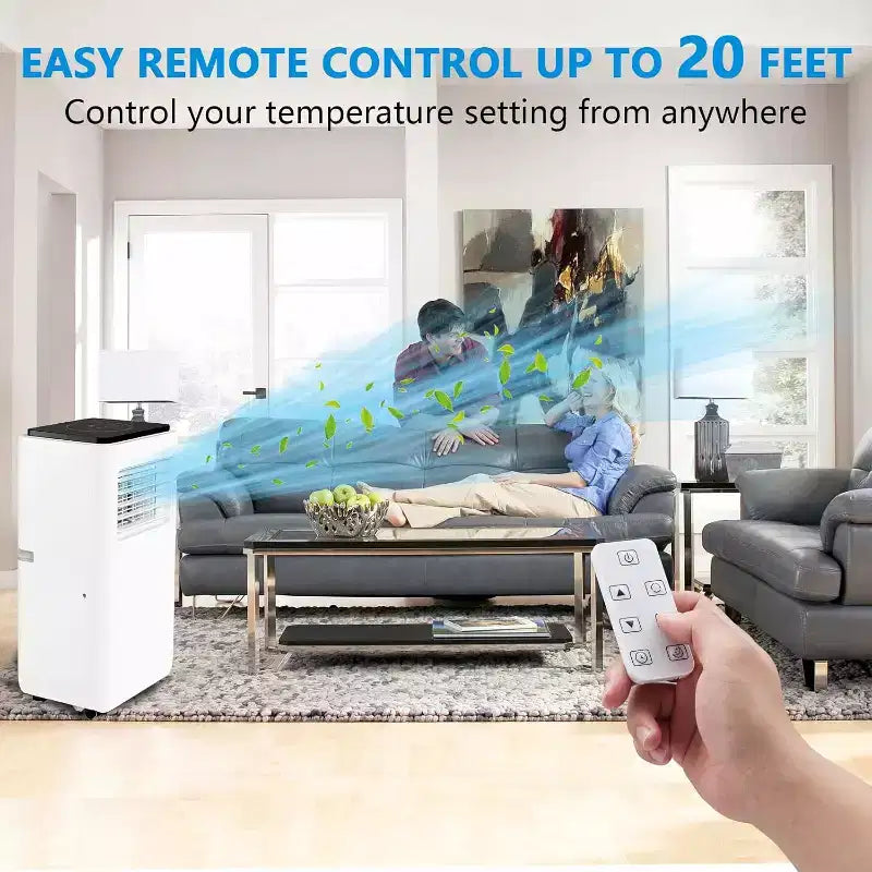 Aire Acondicionado Portátil GustoWave de 8000 BTU, Unidad de CA de Bajo Consumo con Control Remoto, Temporizador de 24 Horas, Habitaciones de hasta 32,5 Metros Cuadrados.