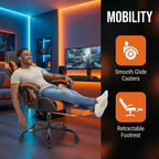 Sillón de Gaming con Reposapiés, Silla Ergonómica para Ordenador con Reposacabezas y Soporte Lumbar, Silla de Juego Transpirable y Ajustable en Altura para Hogar y Oficina