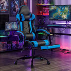 Sillón de Gaming con Reposapiés, Silla Ergonómica para Ordenador con Reposacabezas y Soporte Lumbar, Silla de Juego Transpirable y Ajustable en Altura para Hogar y Oficina