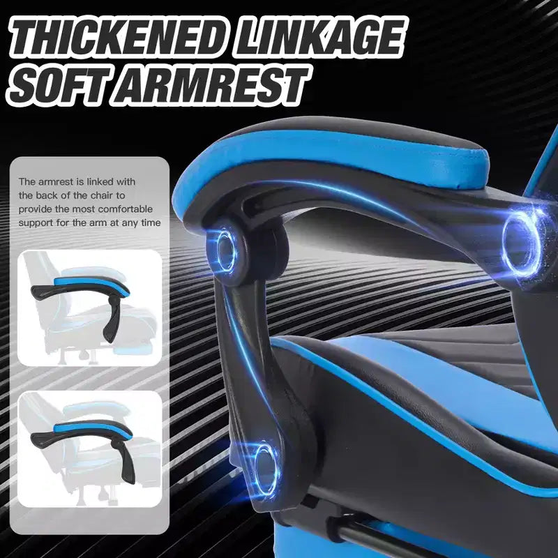 Sillón de Gaming con Reposapiés, Silla Ergonómica para Ordenador con Reposacabezas y Soporte Lumbar, Silla de Juego Transpirable y Ajustable en Altura para Hogar y Oficina