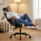 Sillón de Gaming con Reposapiés, Silla Ergonómica para Ordenador con Reposacabezas y Soporte Lumbar, Silla de Juego Transpirable y Ajustable en Altura para Hogar y Oficina