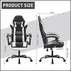 Sillón de Gaming con Reposapiés, Silla Ergonómica para Ordenador con Reposacabezas y Soporte Lumbar, Silla de Juego Transpirable y Ajustable en Altura para Hogar y Oficina