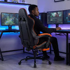 Sillón de Gaming con Reposapiés, Silla Ergonómica para Ordenador con Reposacabezas y Soporte Lumbar, Silla de Juego Transpirable y Ajustable en Altura para Hogar y Oficina