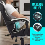 Sillón de Gaming con Reposapiés, Silla Ergonómica para Ordenador con Reposacabezas y Soporte Lumbar, Silla de Juego Transpirable y Ajustable en Altura para Hogar y Oficina