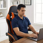 Sillón de Gaming con Reposapiés, Silla Ergonómica para Ordenador con Reposacabezas y Soporte Lumbar, Silla de Juego Transpirable y Ajustable en Altura para Hogar y Oficina