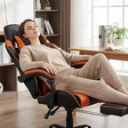 Sillón de Gaming con Reposapiés, Silla Ergonómica para Ordenador con Reposacabezas y Soporte Lumbar, Silla de Juego Transpirable y Ajustable en Altura para Hogar y Oficina