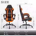 Sillón de Gaming con Reposapiés, Silla Ergonómica para Ordenador con Reposacabezas y Soporte Lumbar, Silla de Juego Transpirable y Ajustable en Altura para Hogar y Oficina