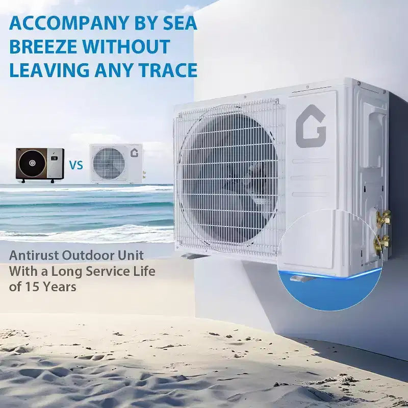 Aire acondicionado y calefactor mini split de 9000 BTU - Sistema inverter sin conductos de 20 SEER2, autolimpiante, WiFi/Alexa/Control remoto, kit de instalación, enfría 450 pies cuadrados, estándar de EE. UU.