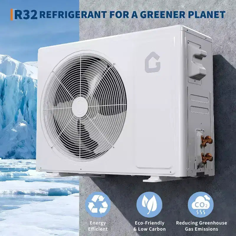 Aire Acondicionado y Calentador Mini Split de 12000 BTU, Inverter 21 SEER2, sin Conductos de Montaje en Pared, 230V, WiFi/Control Remoto, R32, ECO, Deshumidificador, Temporizador 24H, Enfriamiento de Alta Velocidad