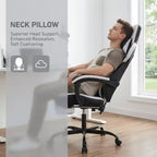 Silla Gaming LauKingdom con reposapiés, silla ergonómica de gamer con respaldo alto, reposacabezas y soporte lumbar ajustables, estilo Racing de cuero PU para oficina y hogar