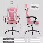 Silla Gaming LauKingdom con reposapiés, silla ergonómica de gamer con respaldo alto, reposacabezas y soporte lumbar ajustables, estilo Racing de cuero PU para oficina y hogar