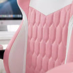 Silla Gaming LauKingdom con reposapiés, silla ergonómica de gamer con respaldo alto, reposacabezas y soporte lumbar ajustables, estilo Racing de cuero PU para oficina y hogar