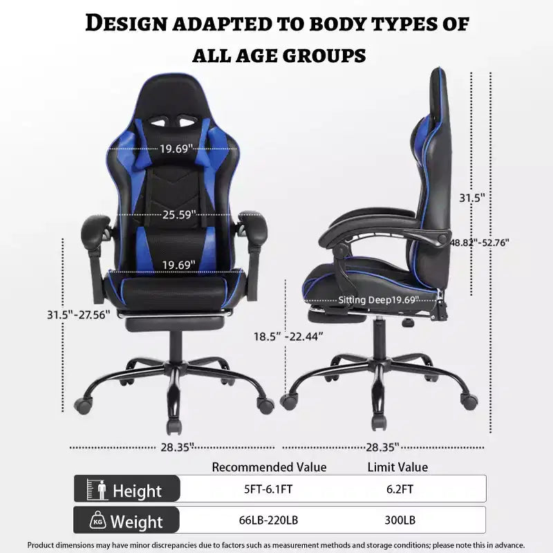 Sillón de oficina y gaming Panipeachy, giratorio de piel sintética, respaldo alto reclinable con reposapiés retráctil para gamers y oficina en casa
