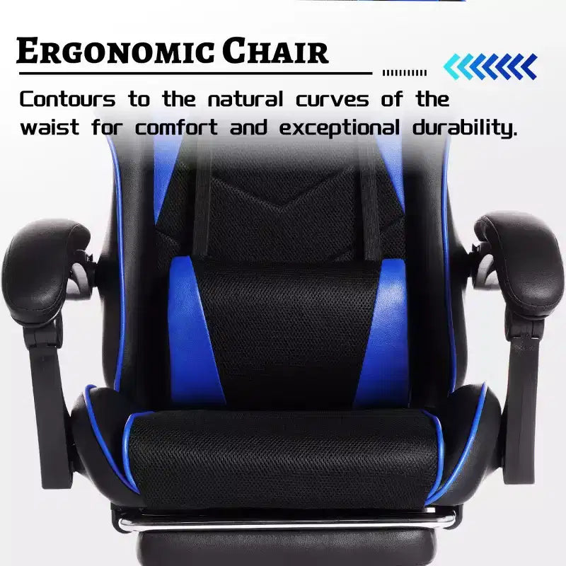 Sillón de oficina y gaming Panipeachy, giratorio de piel sintética, respaldo alto reclinable con reposapiés retráctil para gamers y oficina en casa
