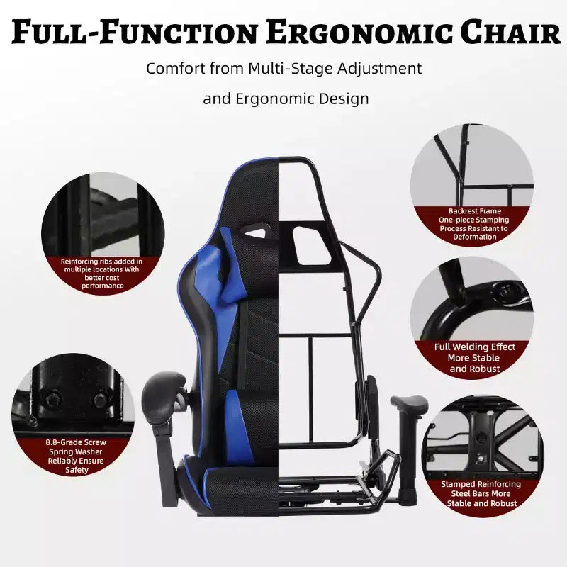 Sillón de oficina y gaming Panipeachy, giratorio de piel sintética, respaldo alto reclinable con reposapiés retráctil para gamers y oficina en casa