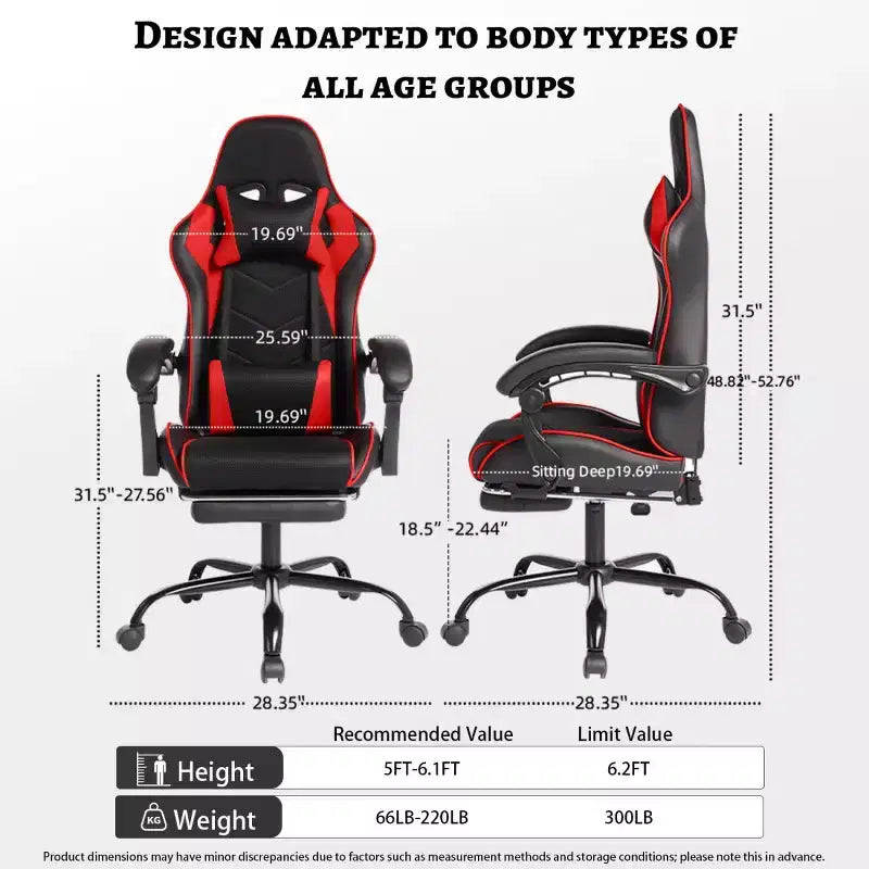 Sillón de oficina y gaming Panipeachy, giratorio de piel sintética, respaldo alto reclinable con reposapiés retráctil para gamers y oficina en casa