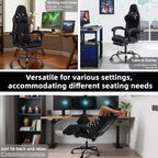 Sillón de oficina y gaming Panipeachy, giratorio de piel sintética, respaldo alto reclinable con reposapiés retráctil para gamers y oficina en casa