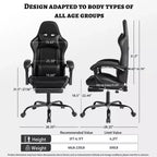 Sillón de oficina y gaming Panipeachy, giratorio de piel sintética, respaldo alto reclinable con reposapiés retráctil para gamers y oficina en casa