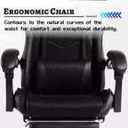 Sillón de oficina y gaming Panipeachy, giratorio de piel sintética, respaldo alto reclinable con reposapiés retráctil para gamers y oficina en casa