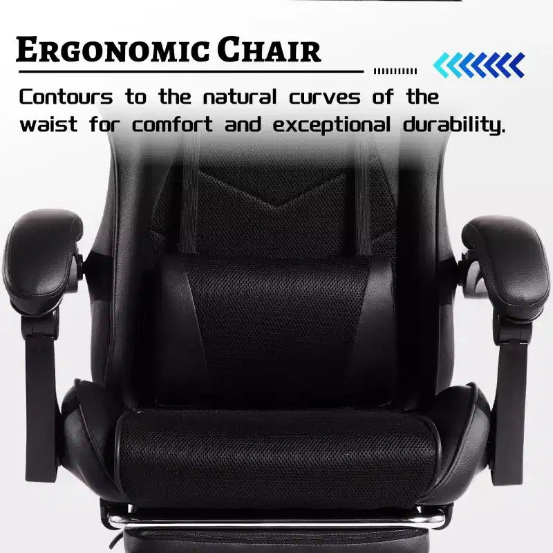 Sillón de oficina y gaming Panipeachy, giratorio de piel sintética, respaldo alto reclinable con reposapiés retráctil para gamers y oficina en casa