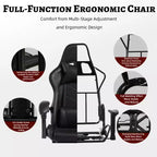Sillón de oficina y gaming Panipeachy, giratorio de piel sintética, respaldo alto reclinable con reposapiés retráctil para gamers y oficina en casa