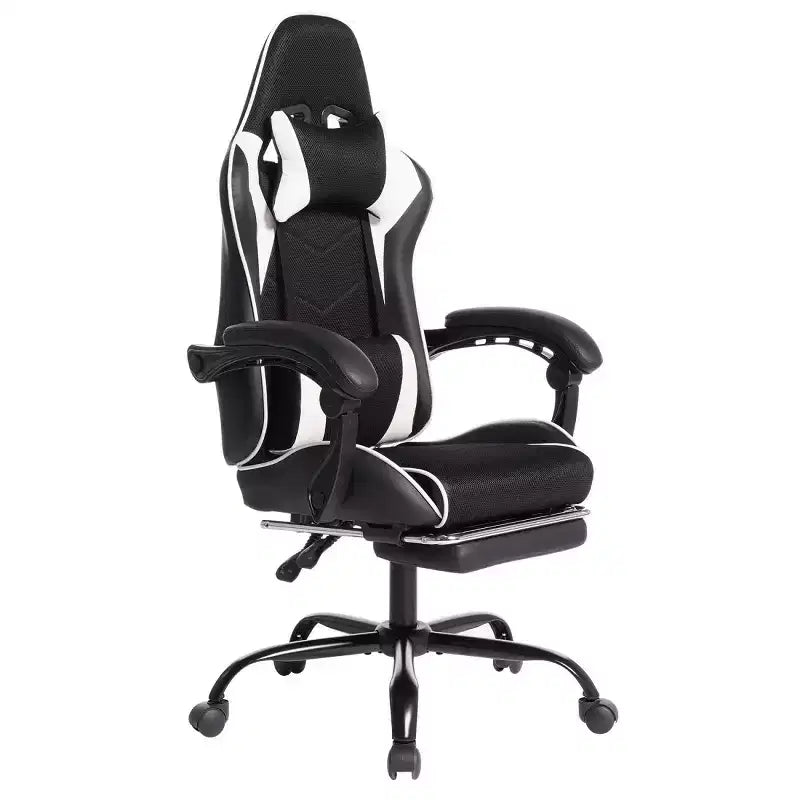 Sillón de oficina y gaming Panipeachy, giratorio de piel sintética, respaldo alto reclinable con reposapiés retráctil para gamers y oficina en casa