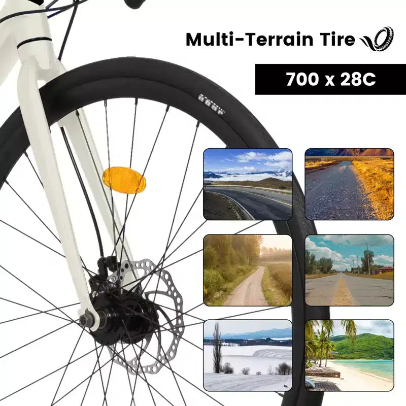 NAYSAYE Bicicleta de Carretera 700C, 16 velocidades, cuadro ligero de aluminio con doble freno de disco para hombre y mujer, 68*18*37.5