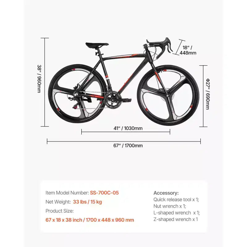 NAYSAYE Bicicleta de carretera de carreras, cuadro de aleación de aluminio ligero, freno de disco, rendimiento aerodinámico, bicicleta de cercanías, negro, 53.54*8.27*30.31