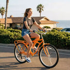 NAYSAYE Bicicleta Playera Rodada 26 de 7 Velocidades para Hombres y Mujeres con Cuadro de Acero de Alta Resistencia y Ruedas de Aleación, Dorado, 67.8*42.51*28.74