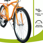 NAYSAYE Bicicleta Playera Rodada 26 de 7 Velocidades para Hombres y Mujeres con Cuadro de Acero de Alta Resistencia y Ruedas de Aleación, Dorado, 67.8*42.51*28.74