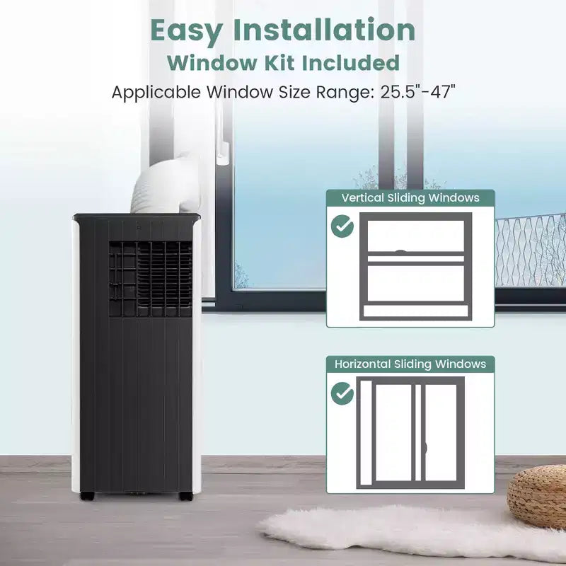 Acondicionador de aire portátil Costway 8000 BTU ASHRAE Unidad de aire acondicionado 3 en 1 con refrigeración, deshumidificador, ventilador y modo de suspensión