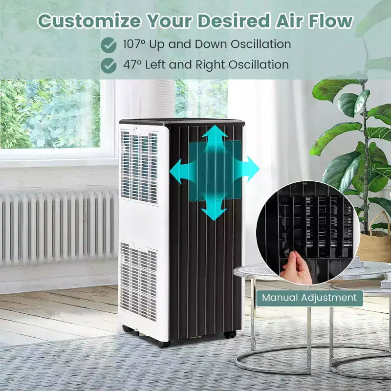 Acondicionador de aire portátil Costway 8000 BTU ASHRAE Unidad de aire acondicionado 3 en 1 con refrigeración, deshumidificador, ventilador y modo de suspensión