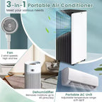 Acondicionador de aire portátil Costway 8000 BTU ASHRAE Unidad de aire acondicionado 3 en 1 con refrigeración, deshumidificador, ventilador y modo de suspensión