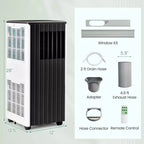 Acondicionador de aire portátil Costway 8000 BTU ASHRAE Unidad de aire acondicionado 3 en 1 con refrigeración, deshumidificador, ventilador y modo de suspensión