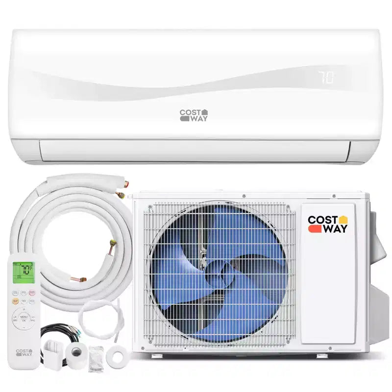 Aire acondicionado y calefactor mini split Costway de 12000 BTU con bomba de calor, kit de instalación completo