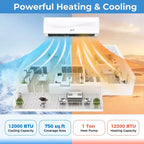 Aire acondicionado y calefactor mini split Costway de 12000 BTU con bomba de calor, kit de instalación completo