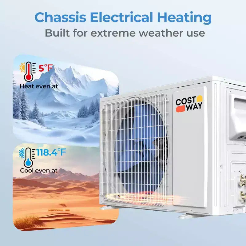 Aire acondicionado y calefactor mini split Costway de 12000 BTU con bomba de calor, kit de instalación completo