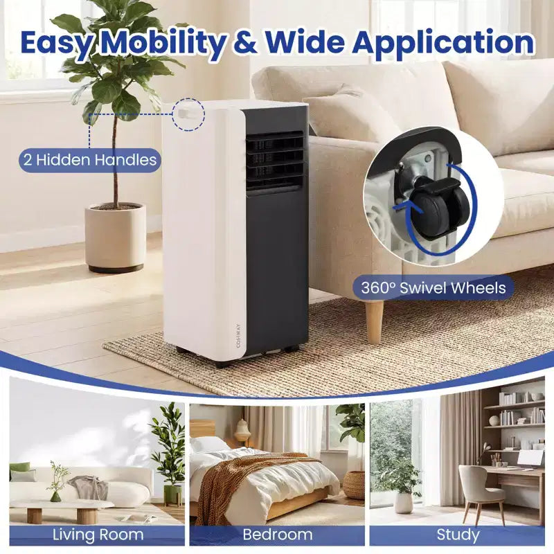Aire Acondicionado Portátil Costway 3 en 1 con Modo Ventilador y Deshumidificador, Modo Noche, Temporizador de 24H