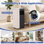 Aire Acondicionado Portátil Costway 3 en 1 con Modo Ventilador y Deshumidificador, Modo Noche, Temporizador de 24H