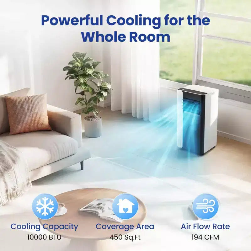 Aire Acondicionado Portátil Costway 3 en 1 con Modo Ventilador y Deshumidificador, Modo Noche, Temporizador de 24H