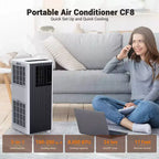 Acondicionador de aire portátil Garvee de 8000 BTU, 3 en 1, con refrigeración/deshumidificador/ventilador, control remoto, temporizador de 24 horas, enfría 32,5 m²