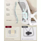 Silla de oficina ergonómica de malla VASAGLE con soporte lumbar ajustable, función de inclinación de 90-105°, asiento ancho, reposabrazos abatibles